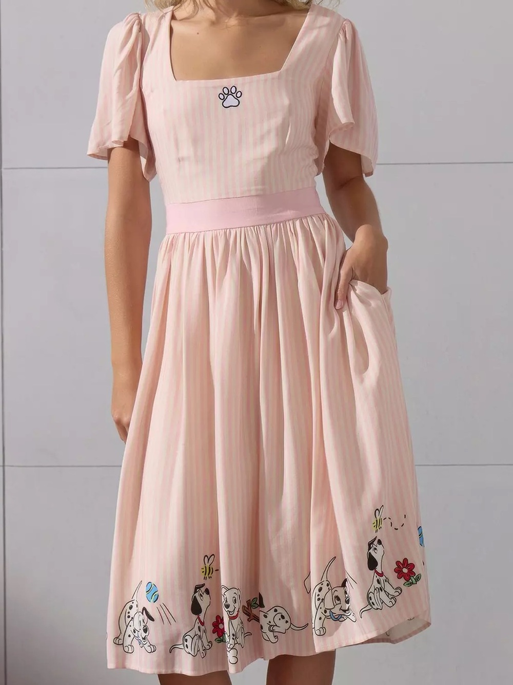Disney 101 Dalmatians Puppies Striped Midi Dress - BoxLunch Exclusive